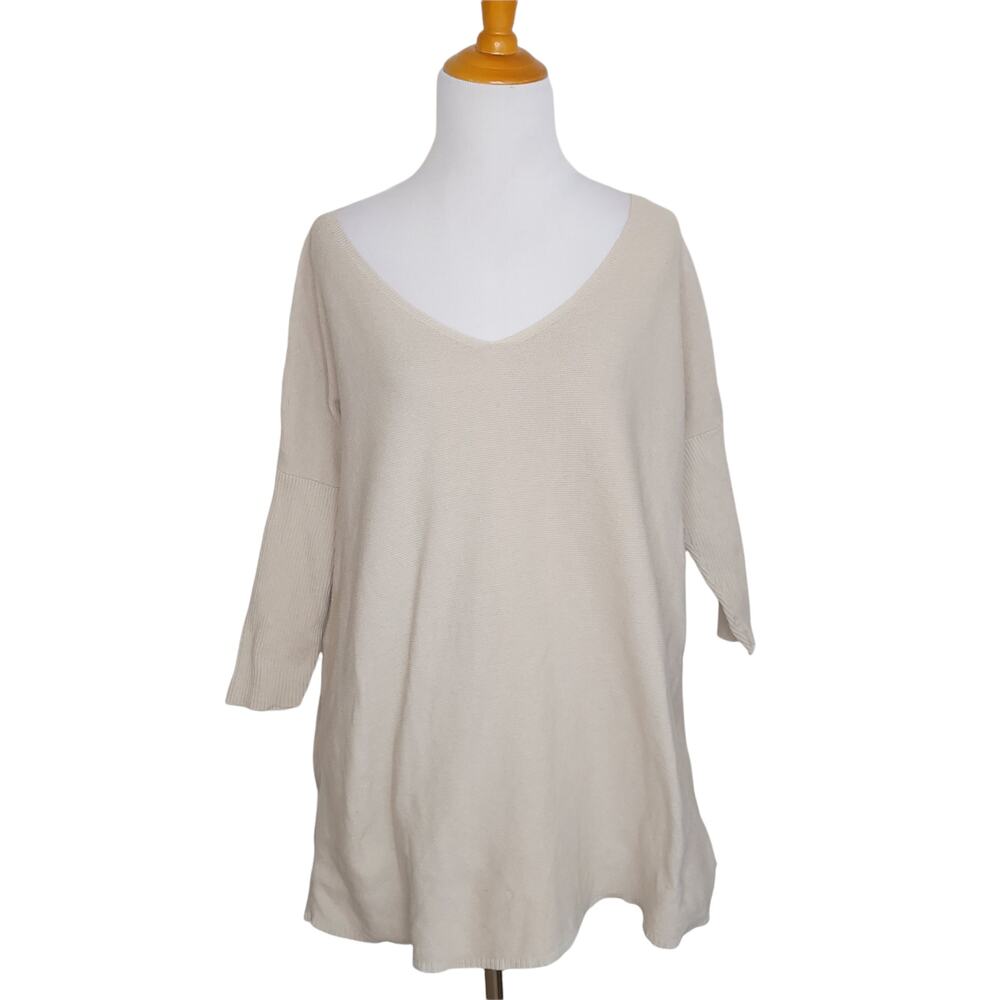 Eileen Fisher Womens Lagenlook Organic Cotton Top Neutral Minimalist Small